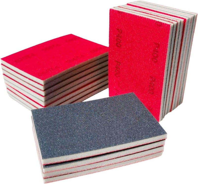 SACKORANGE 20 PCS 3 x 4 Inch 400 Grit Sanding Sponge, Hook-and-Loop Backing Sander Sponges Pads, Soft Foam Hand Sander Block Wet Dry Sandpaper for Model Drywall Metal Wood Furniture Polishing - Image 1